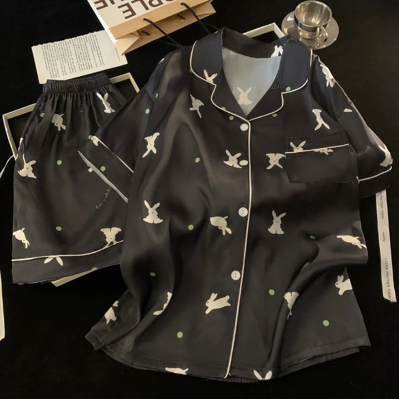 Ins Style Elegant Colorful Butterflies Women's Pajamas Trendy Fashion Design Summer Short Housewear 2024 New Y2k Ladies Homewear